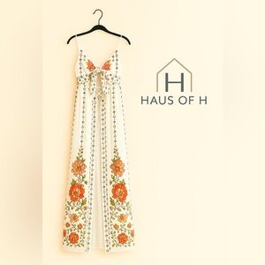 SHEIN Cream Maxi coverup/top with Orange and Mint Floral Print